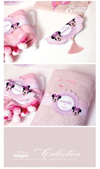 Trusou de botez Minnie Mouse pentru fetite personalizat prin brodare, Happy Minnie  7